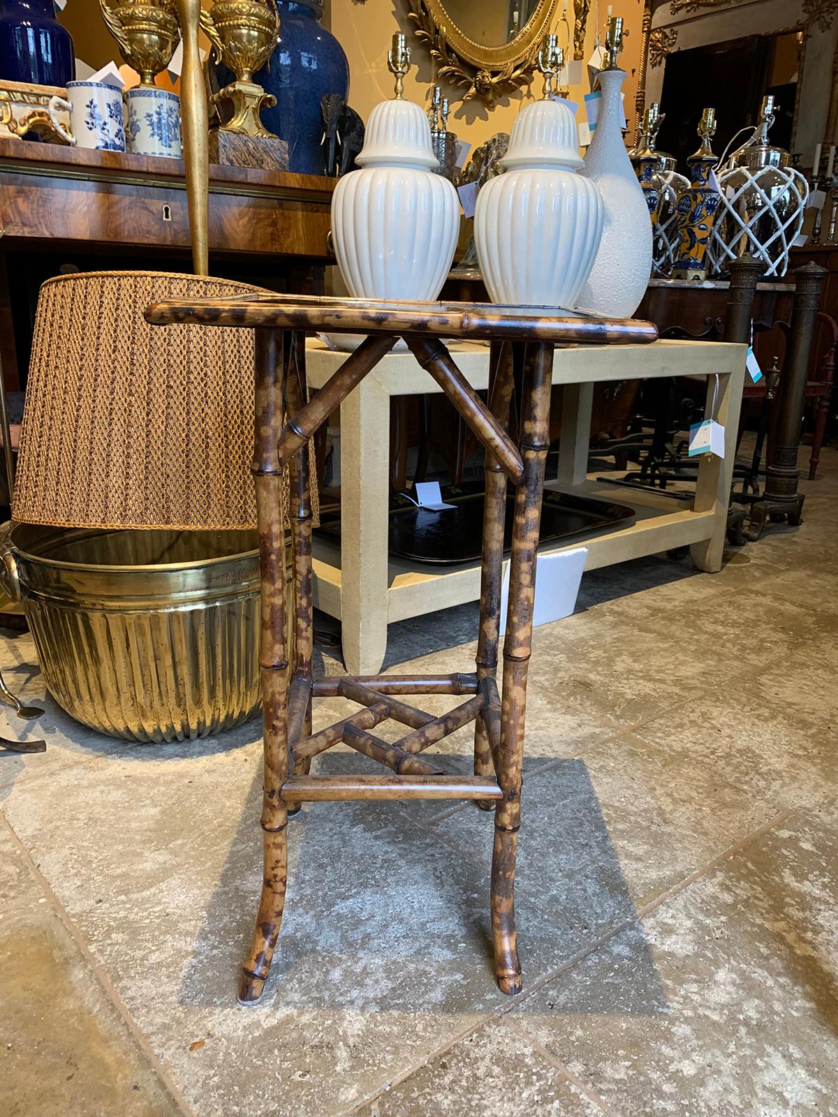 19th century bamboo square side table.