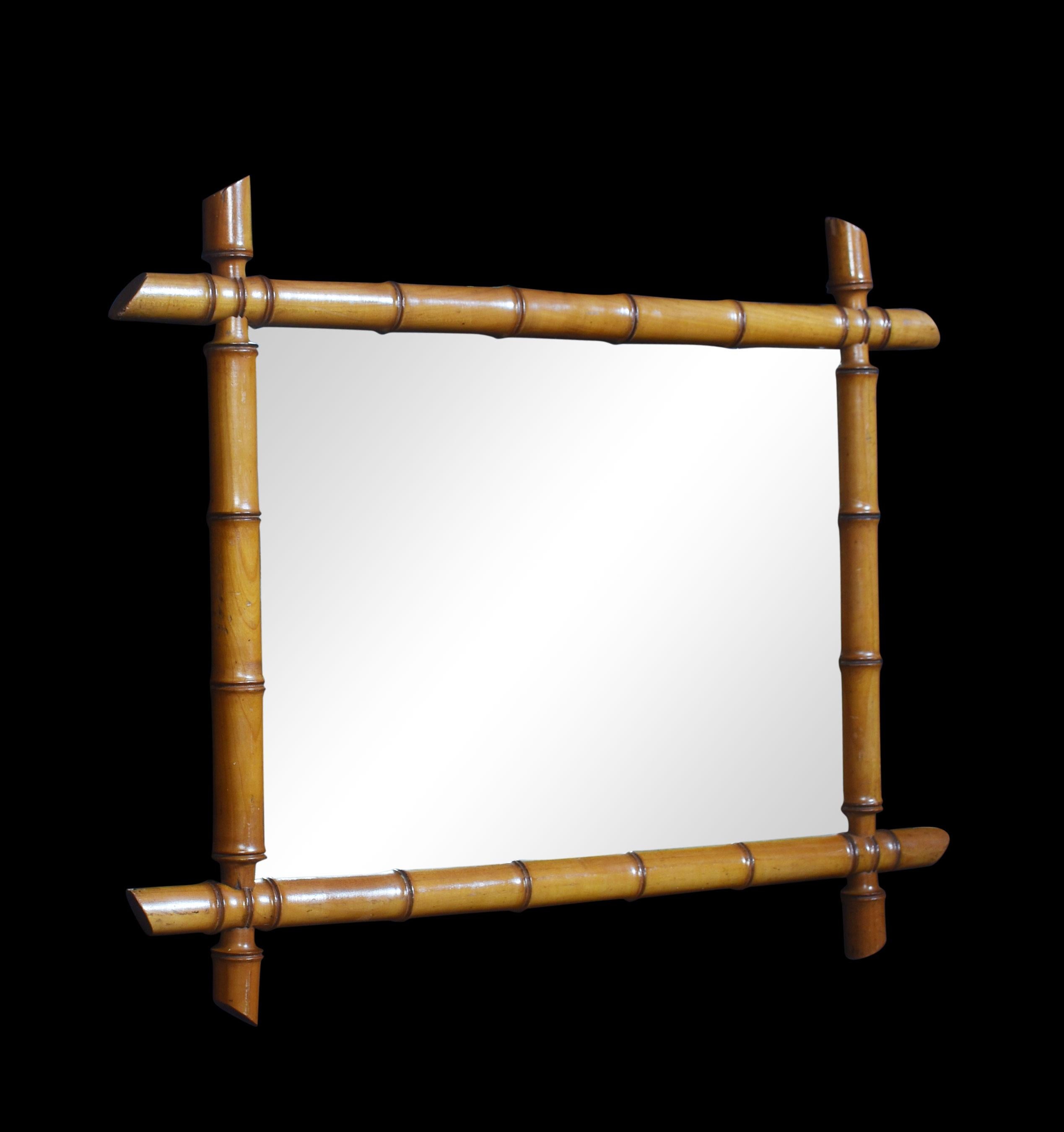 19th century bamboo wall mirror In Good Condition For Sale In Cheshire, GB