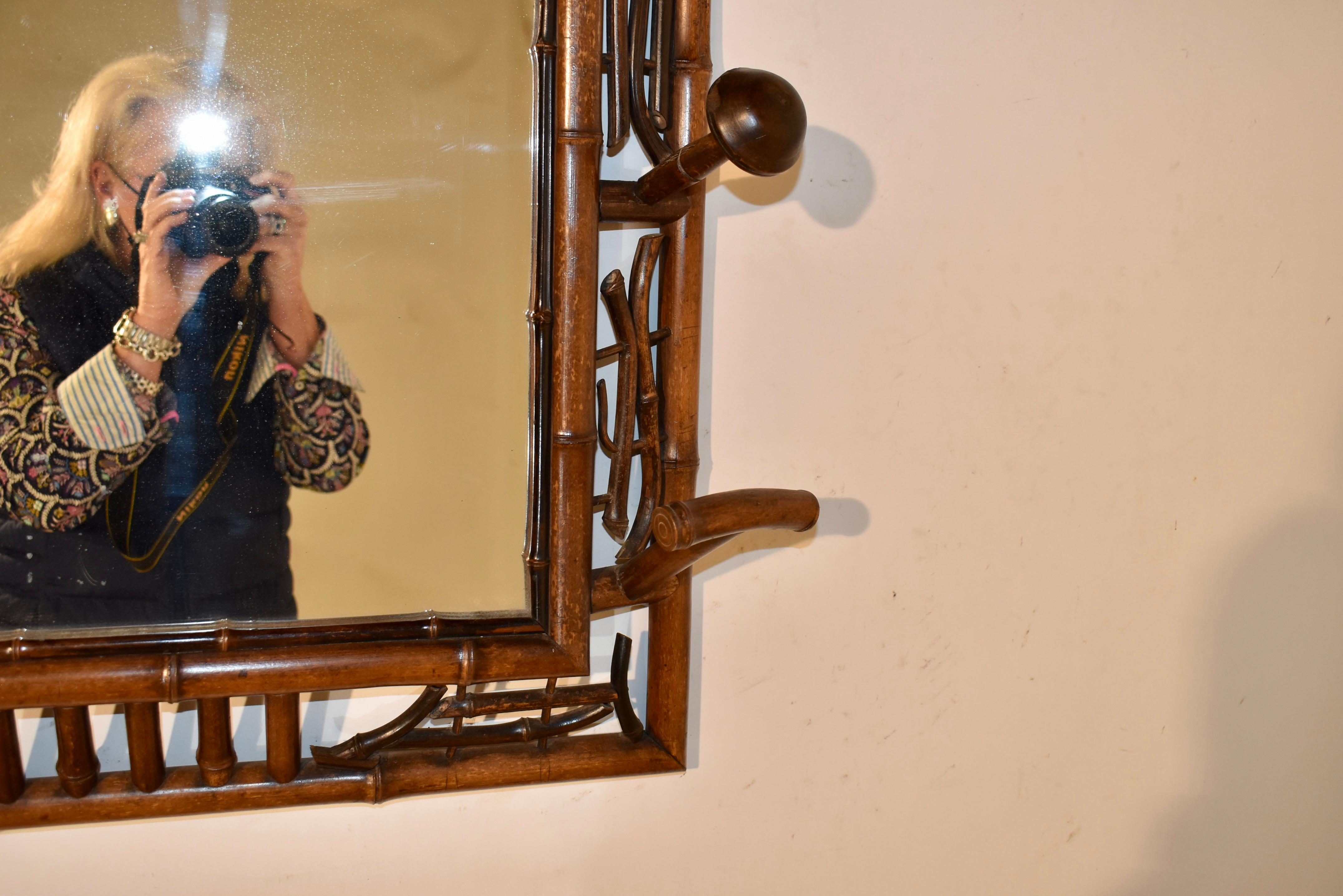 Espejo de pared de bambú del siglo XIX procedente de Francia en venta 4