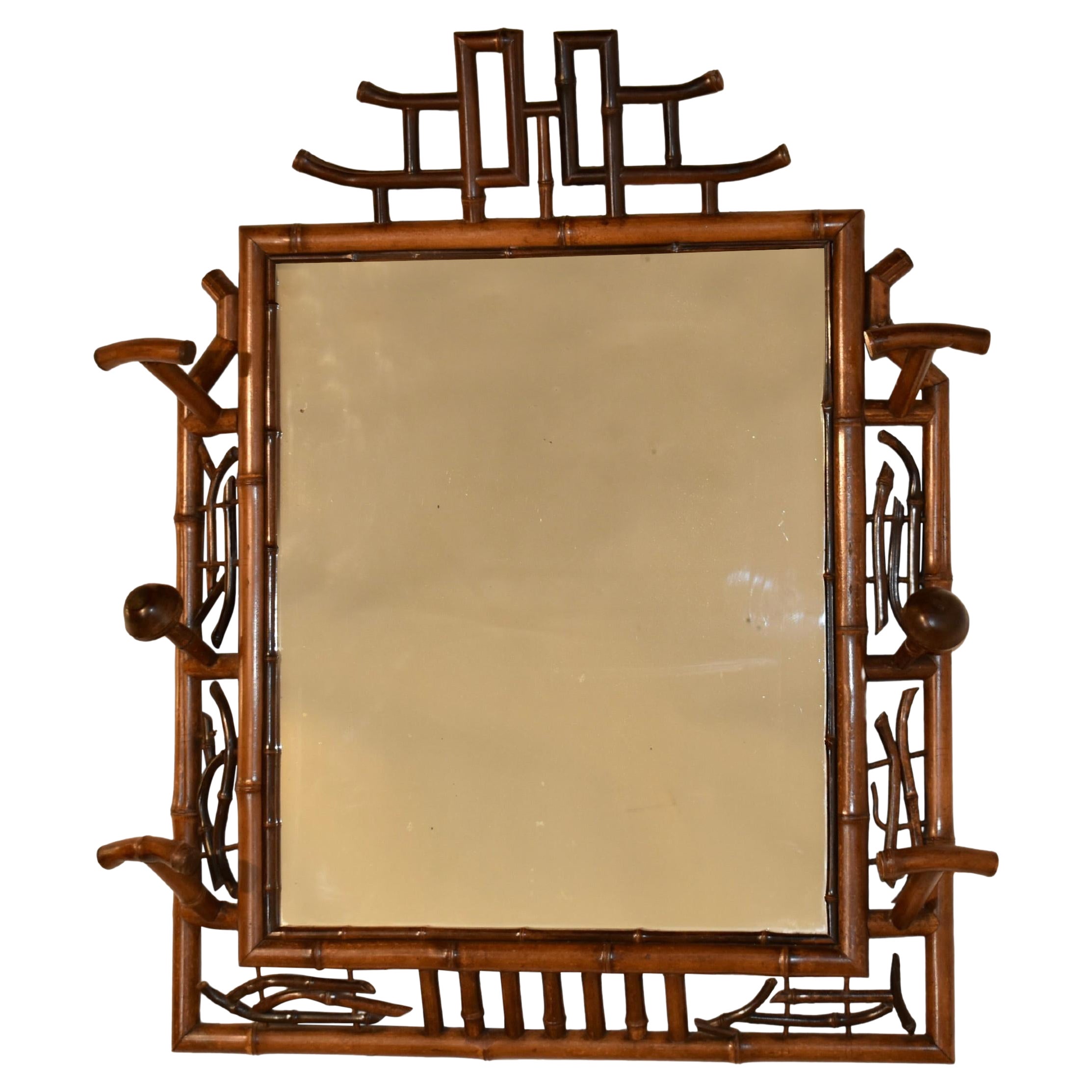 Specchio da parete in bambù del XIX secolo proveniente dalla Francia