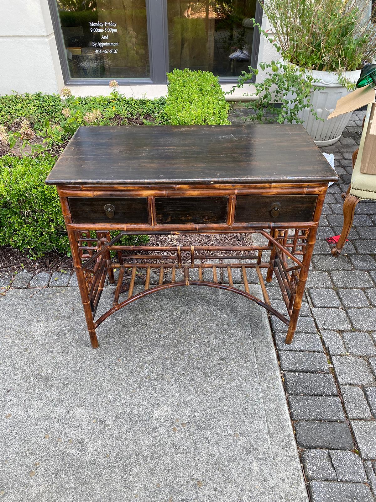 19th Century Bamboo Writing Desk / Table For Sale 11