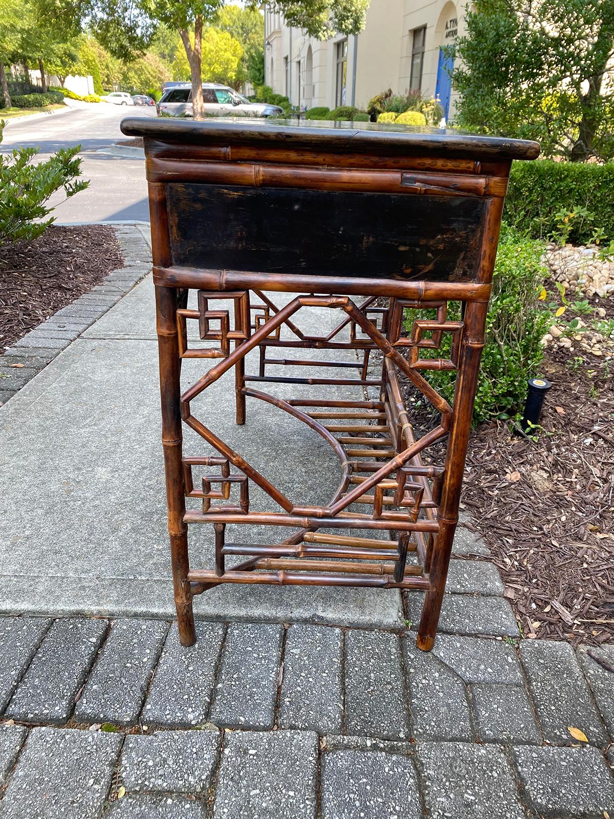 Hand-Painted 19th Century Bamboo Writing Desk / Table For Sale