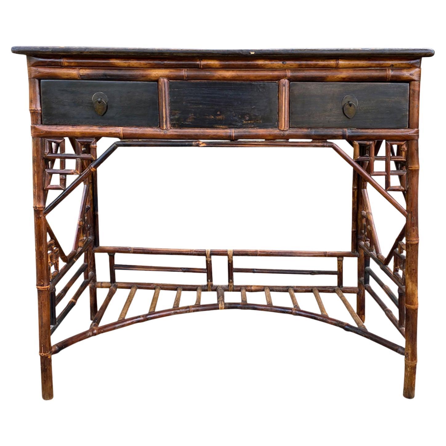 19th Century Bamboo Writing Desk / Table For Sale