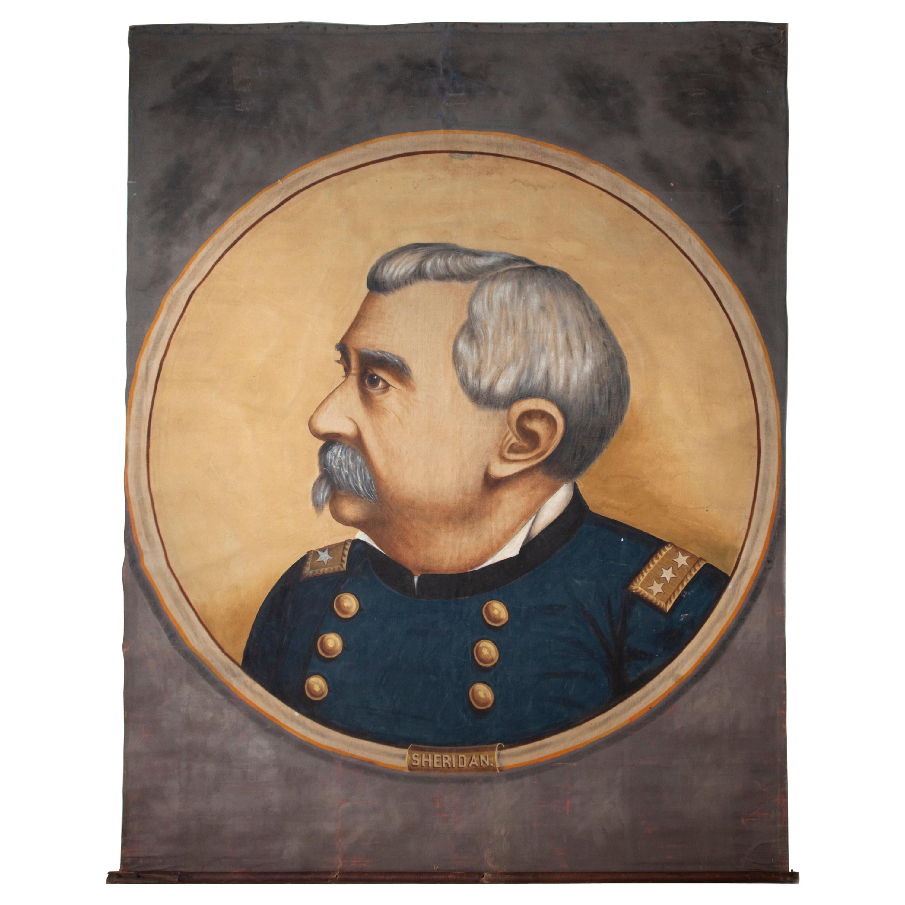 19th Century Banner Depicting Union General Phillip Sheridan For Sale