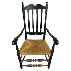 19th Century Bannister Back Armchair with Rush Seat