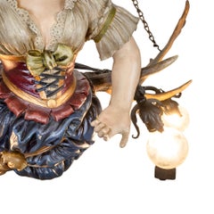 19th Century Bar Maiden Antler Hanging Chandelier