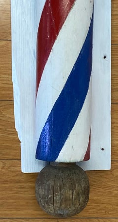 19th Century Barber's Pole Hand Carved Hand Painted