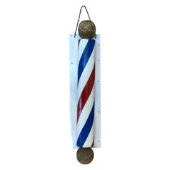 Retro 19th Century Barber's Pole Hand Carved Hand Painted