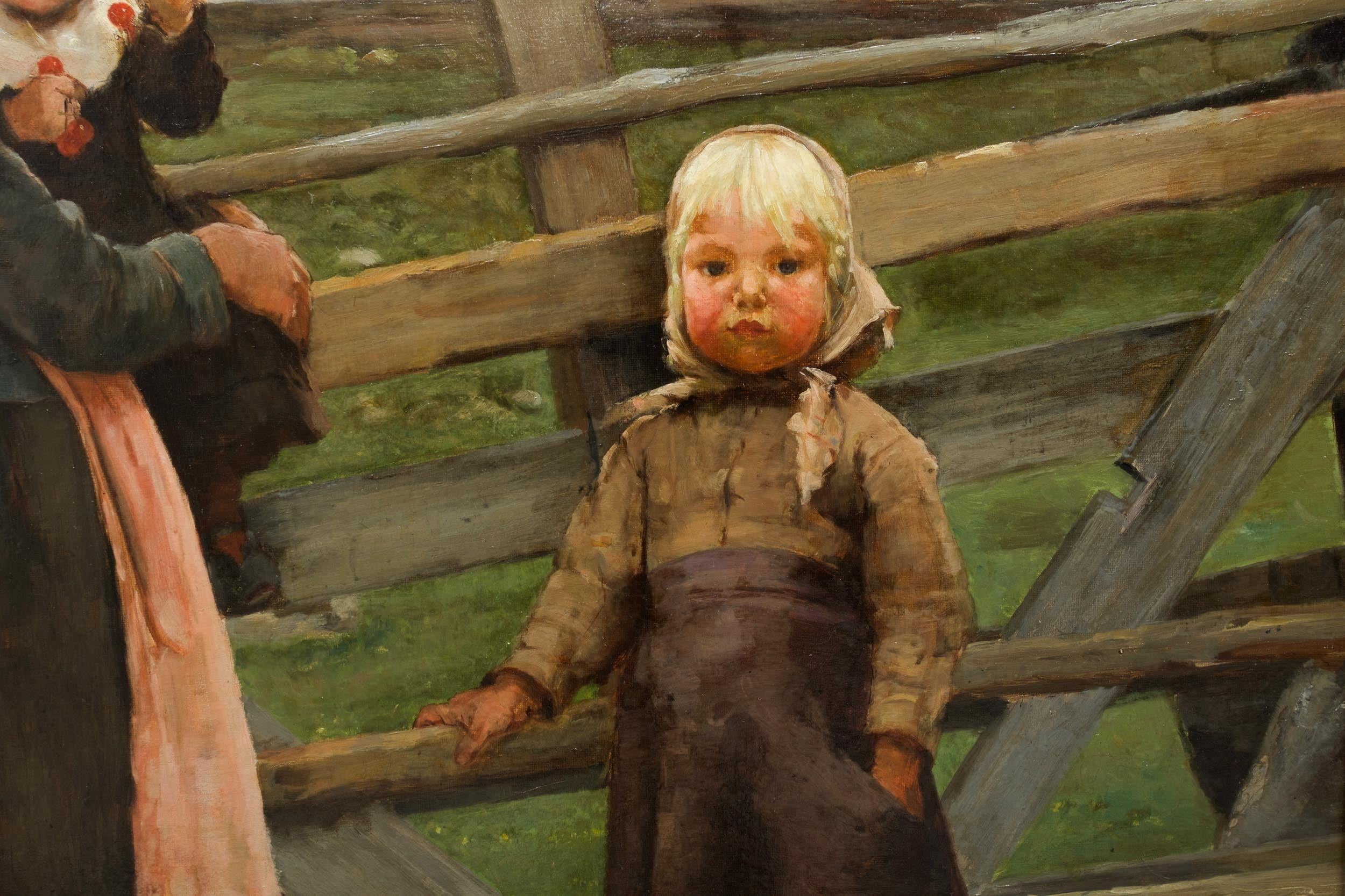 19th Century Barbizon School Painting of Mother and Children 4