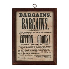 Antique 19th Century Bargains Broadside, circa 1867