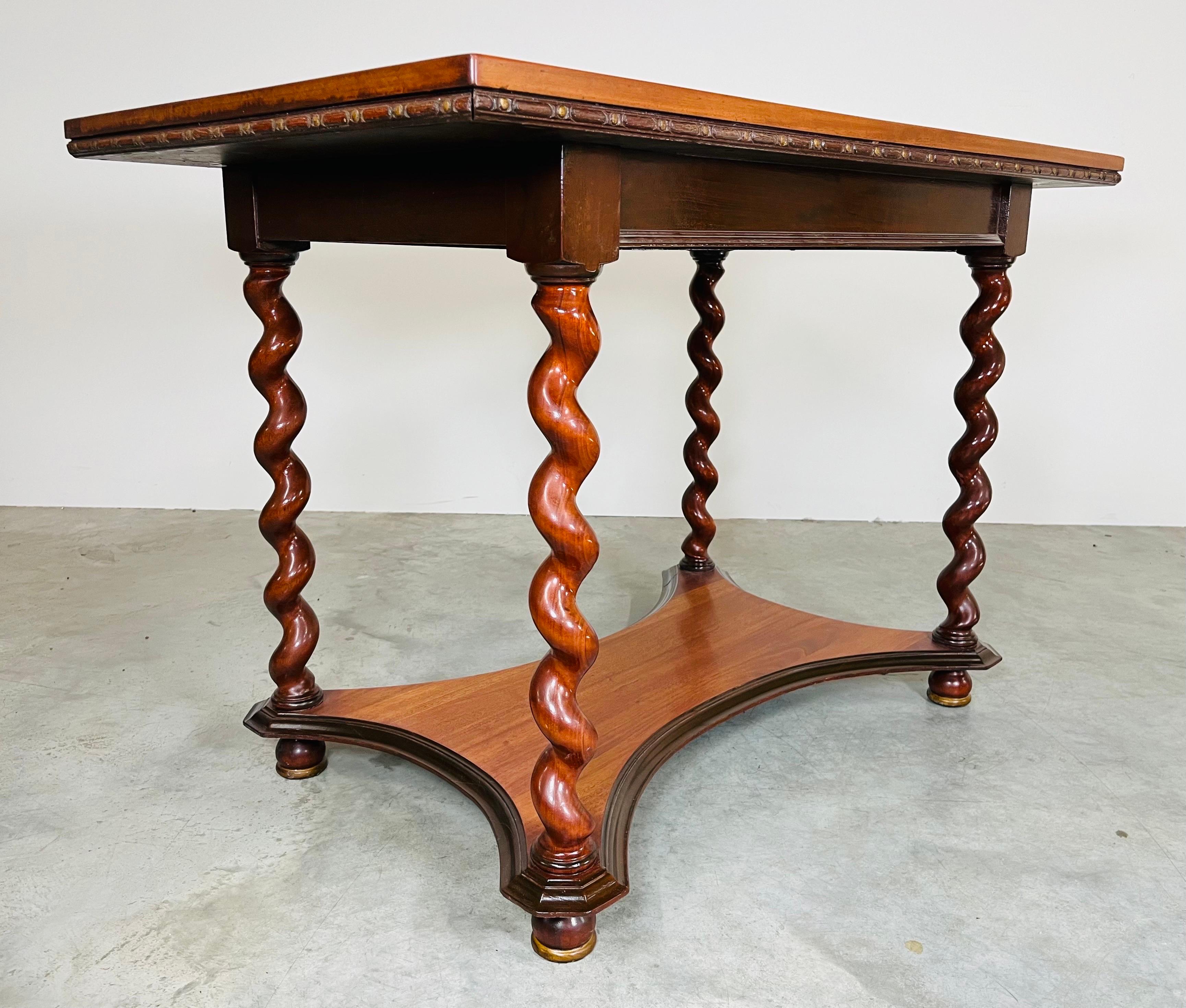 19th Century Barley Twist Mahogany Desk Console or Library Table by Imperial For Sale 3