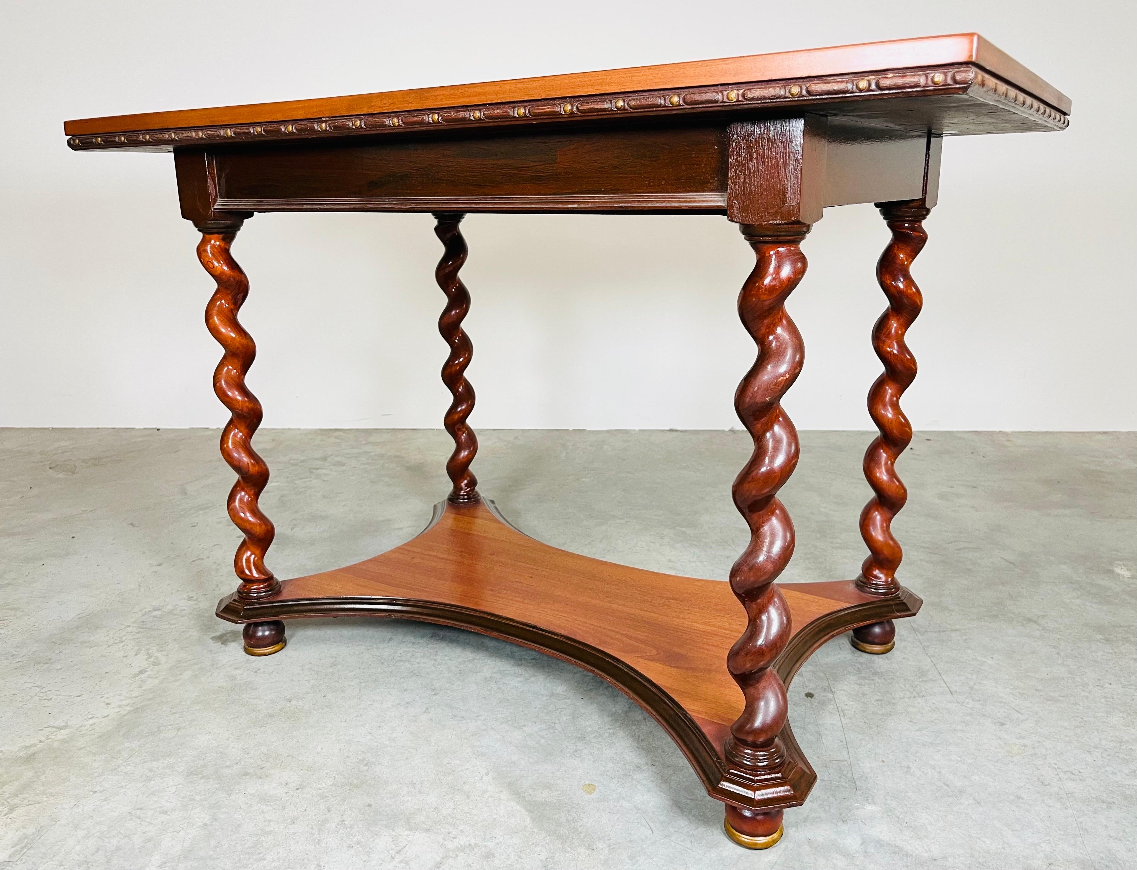 19th Century Barley Twist Mahogany Desk Console or Library Table by Imperial For Sale 5