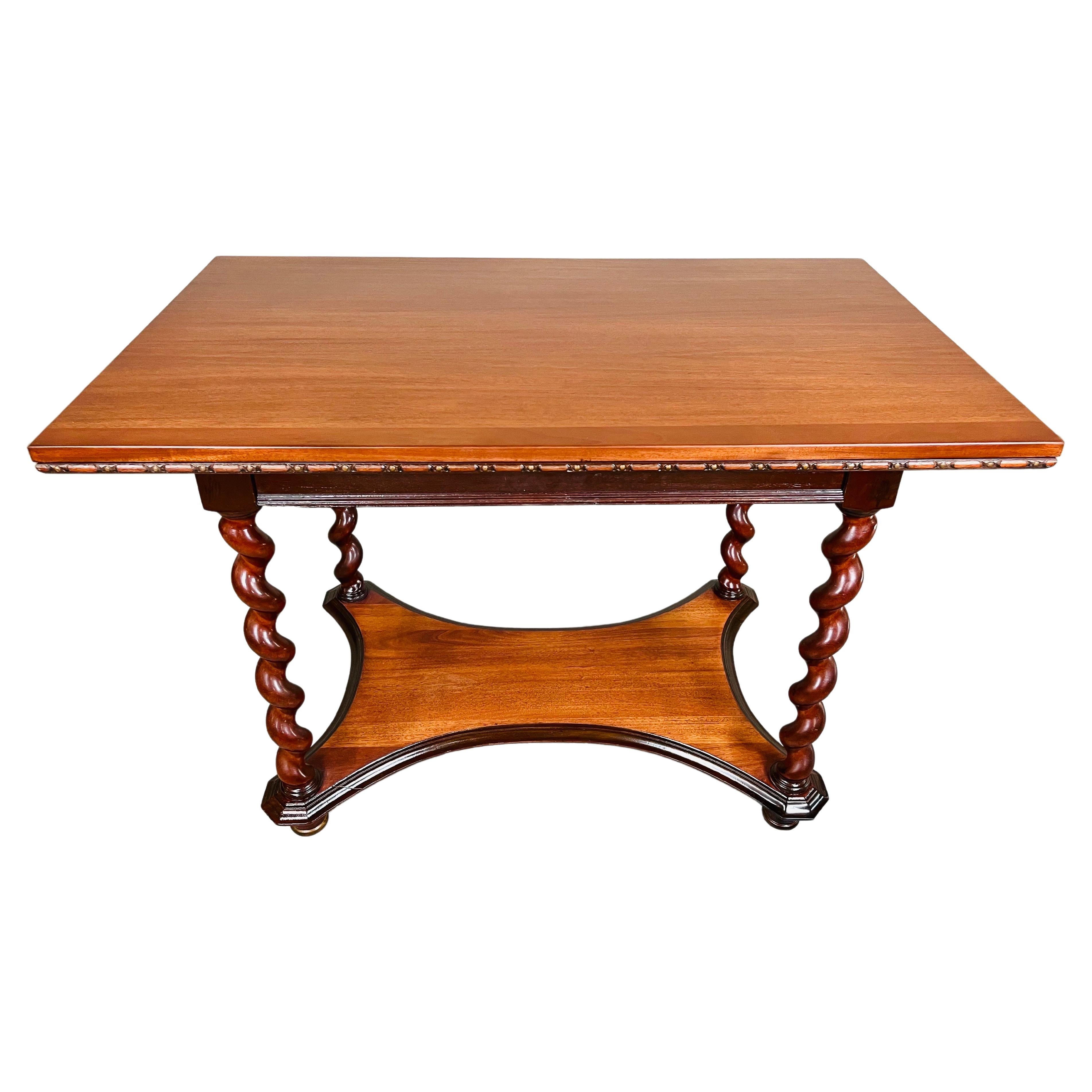 19th Century Barley Twist Mahogany Desk Console or Library Table by Imperial For Sale