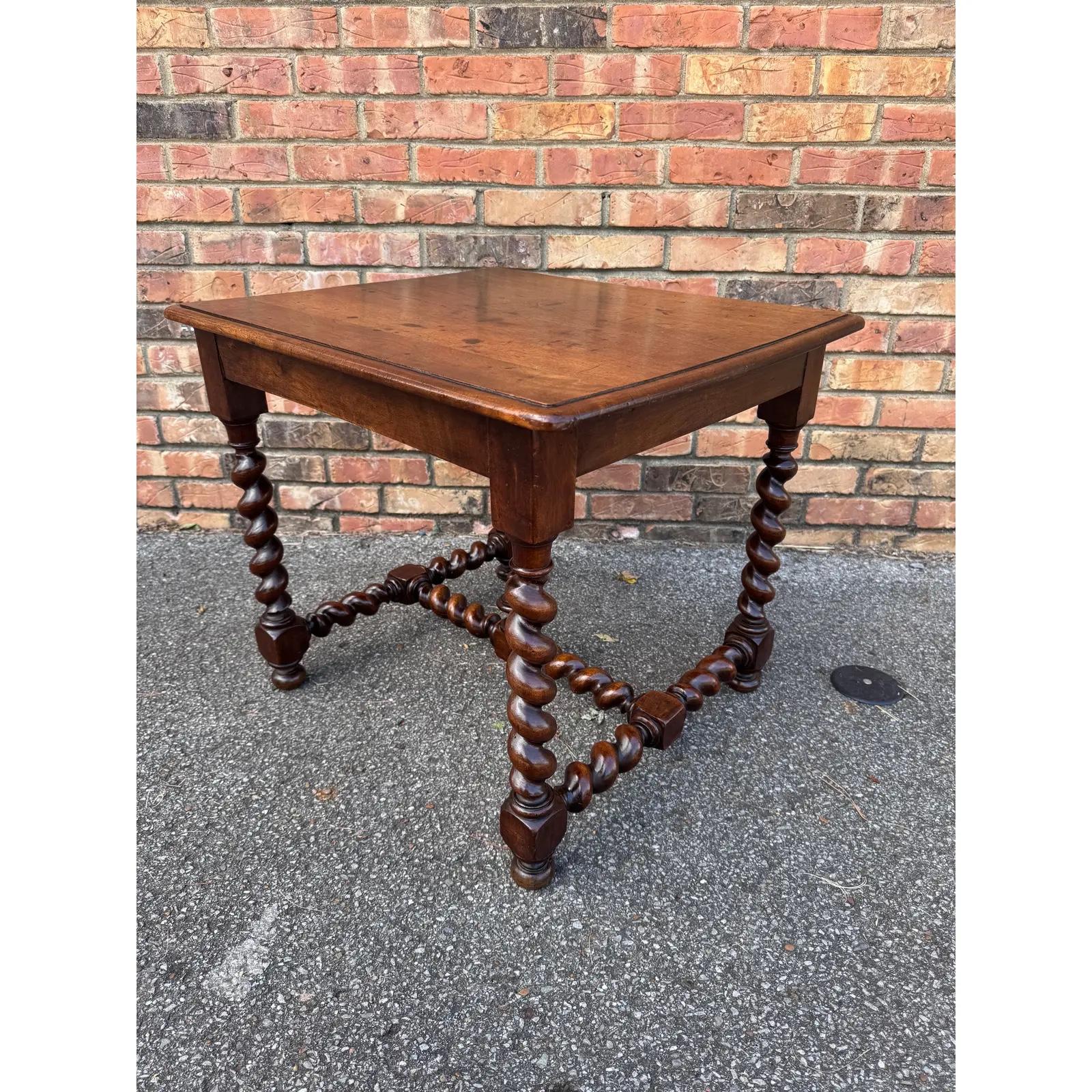Wood 19th Century Barley Twist Side Table For Sale