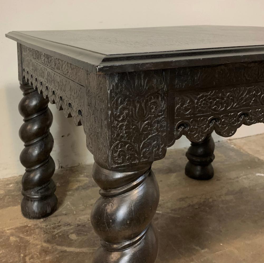 Hand-Carved 19th Century Barley Twist Square End Table