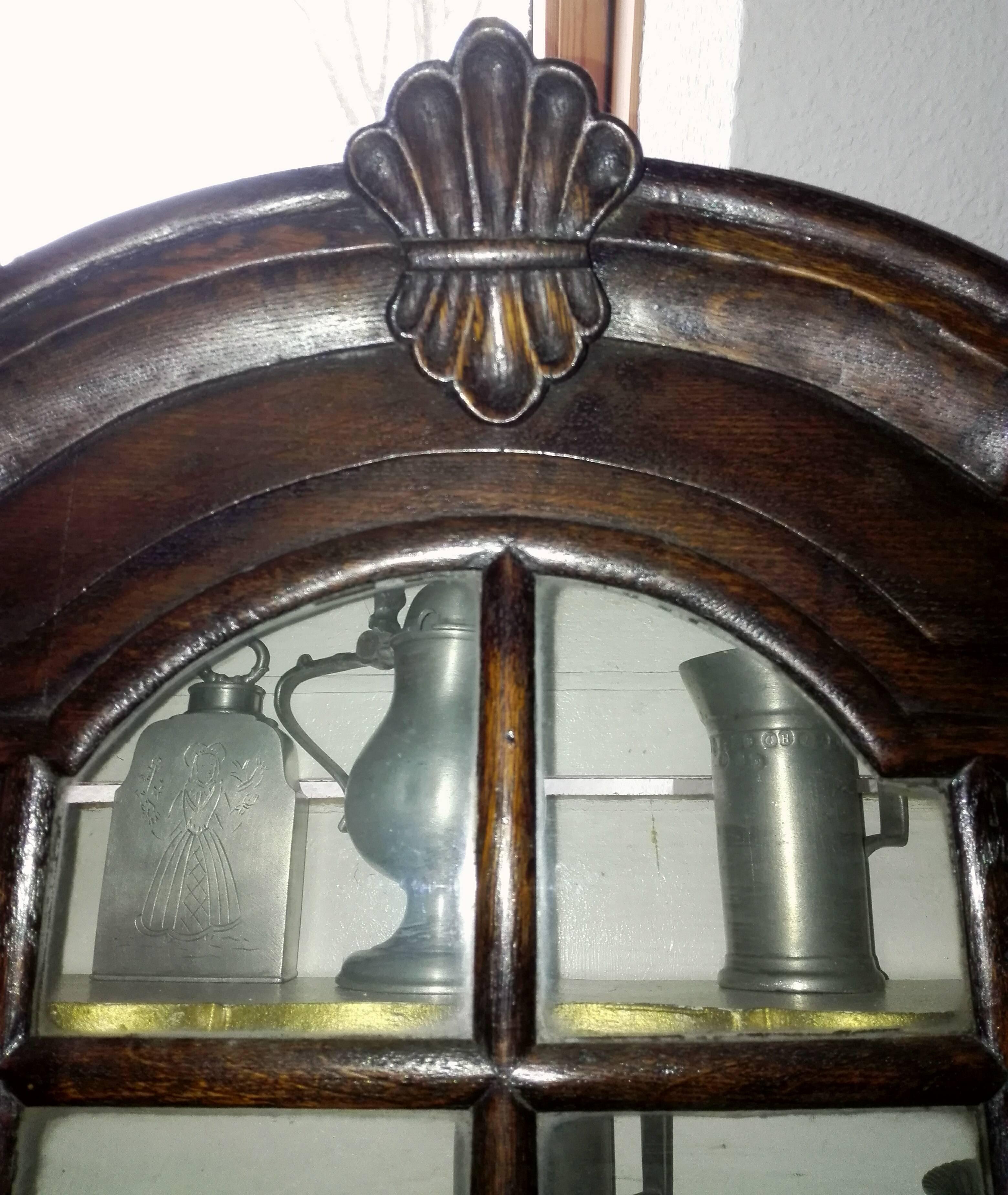 German 19th Century Barock Revival Blackened Oak Three-Side Glassed Hanging Showcase For Sale