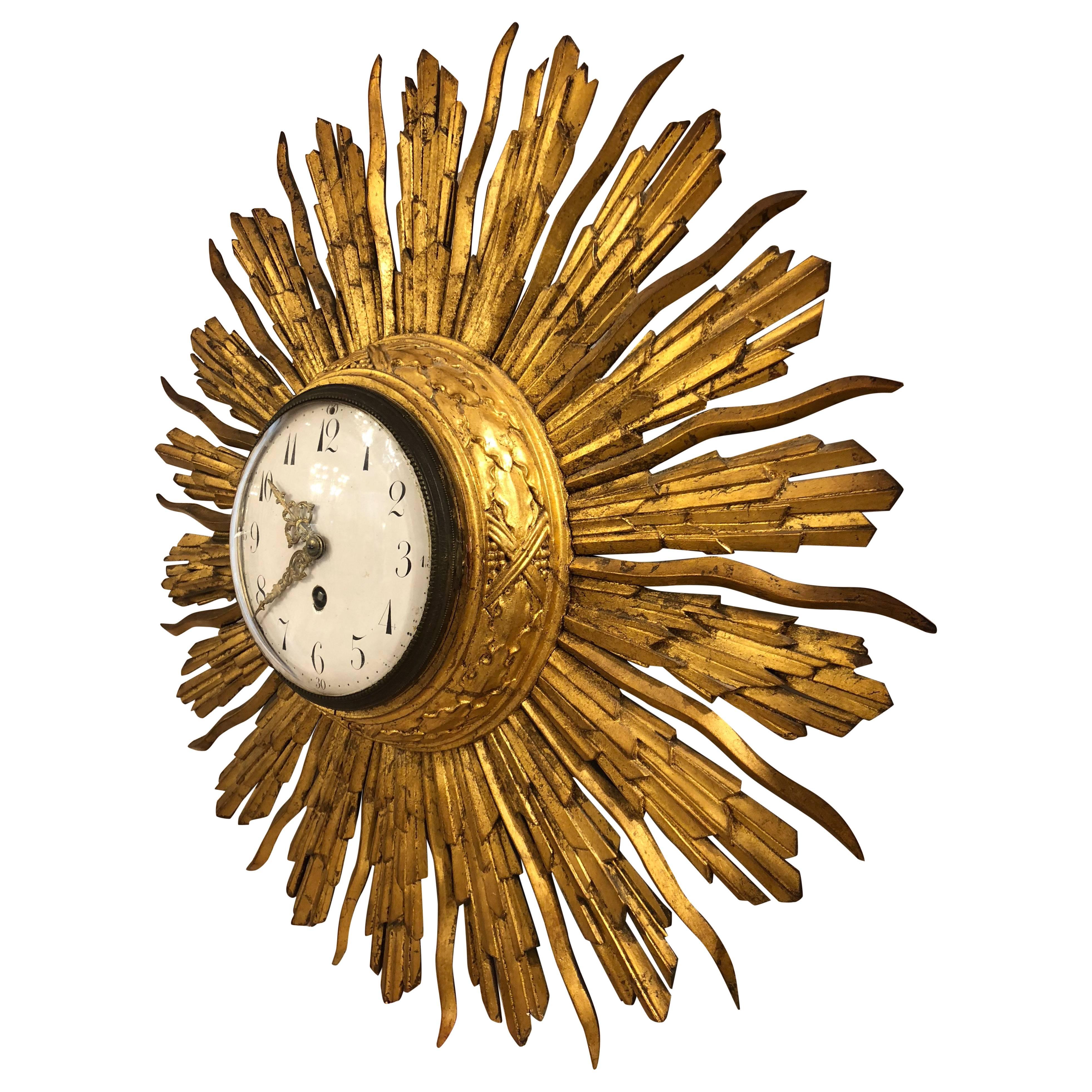 19th Century Barometer French Starburst Clock In Excellent Condition In New Orleans, LA