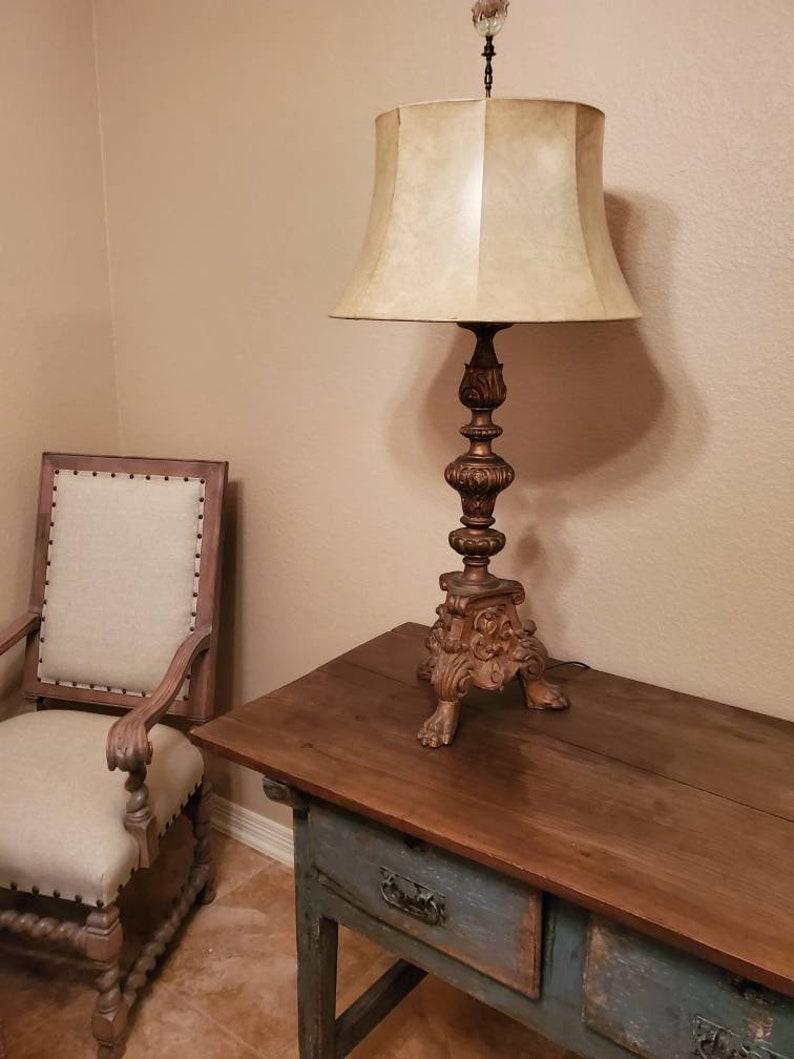 19th Century Baroque Altar Candlestick Fashioned as a Table Lamp In Good Condition For Sale In Forney, TX