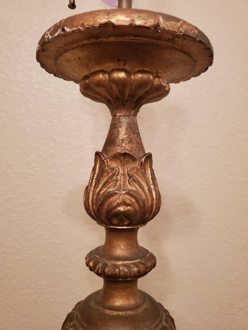 Wood 19th Century Baroque Altar Candlestick Fashioned as a Table Lamp For Sale