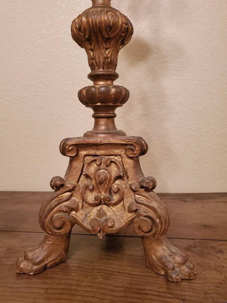 19th Century Baroque Altar Candlestick Fashioned as a Table Lamp For Sale 1