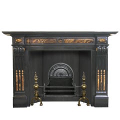 Antique 19th Century Baroque Belgian Black Marble and Onyx Chimneypiece