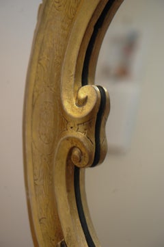 19th Century Baroque Carved Gilt Wood Wall Mirror Carved With Fruit Pediment