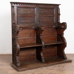 Sedie da cappella da cattedrale in Oak Oak intagliato del XIX secolo Panca