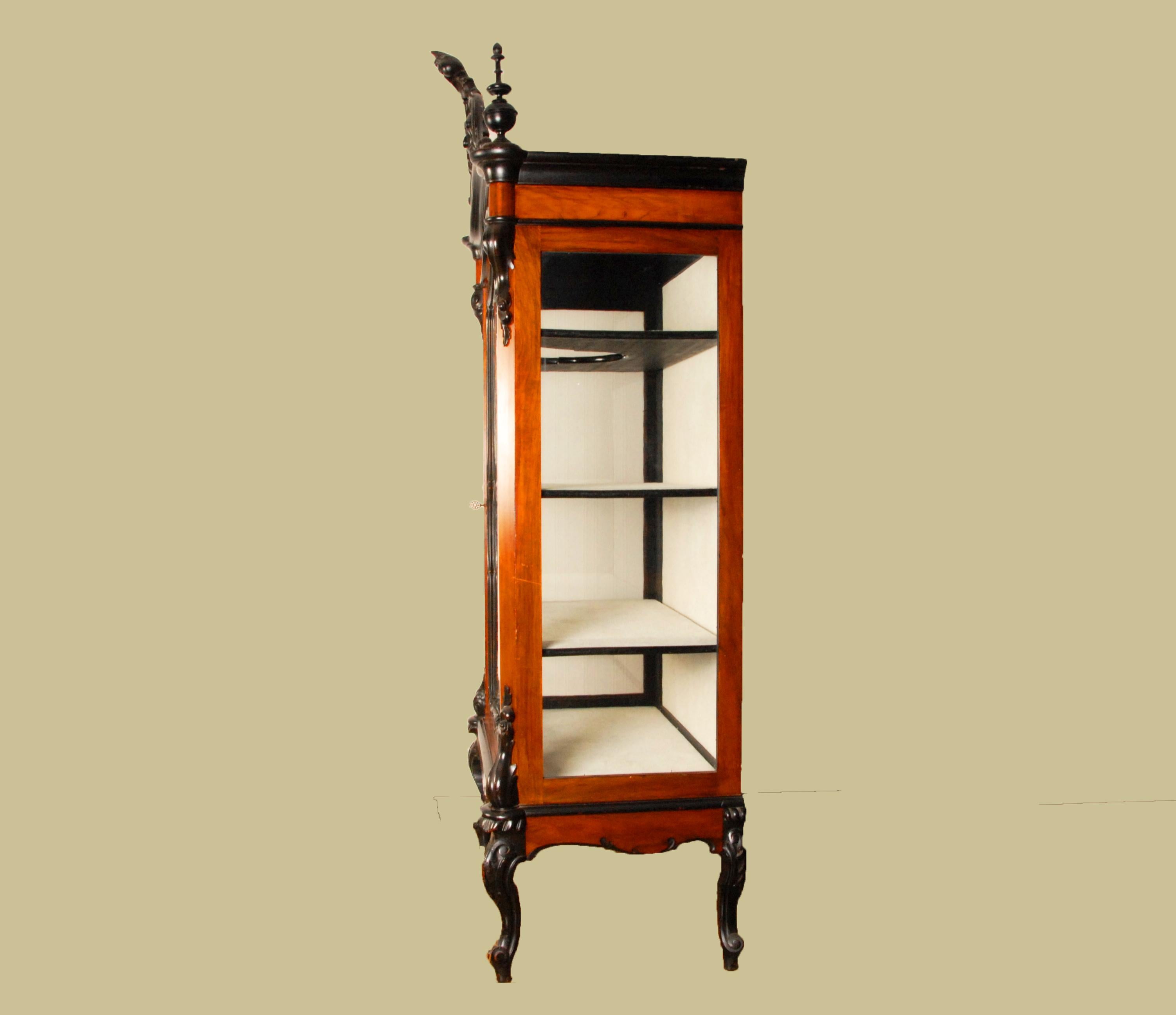Vitrine Baroque En Bois Et Verre - Armoire Bibliothèque Or - 4 étagères - Neuf