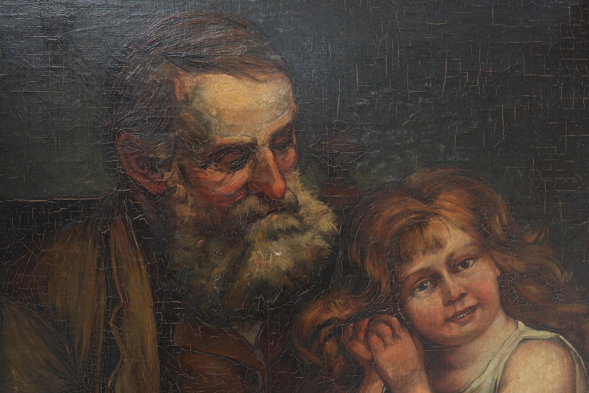 Belgian 19th Century Baroque Flemish oil painting in antique wooden frame For Sale