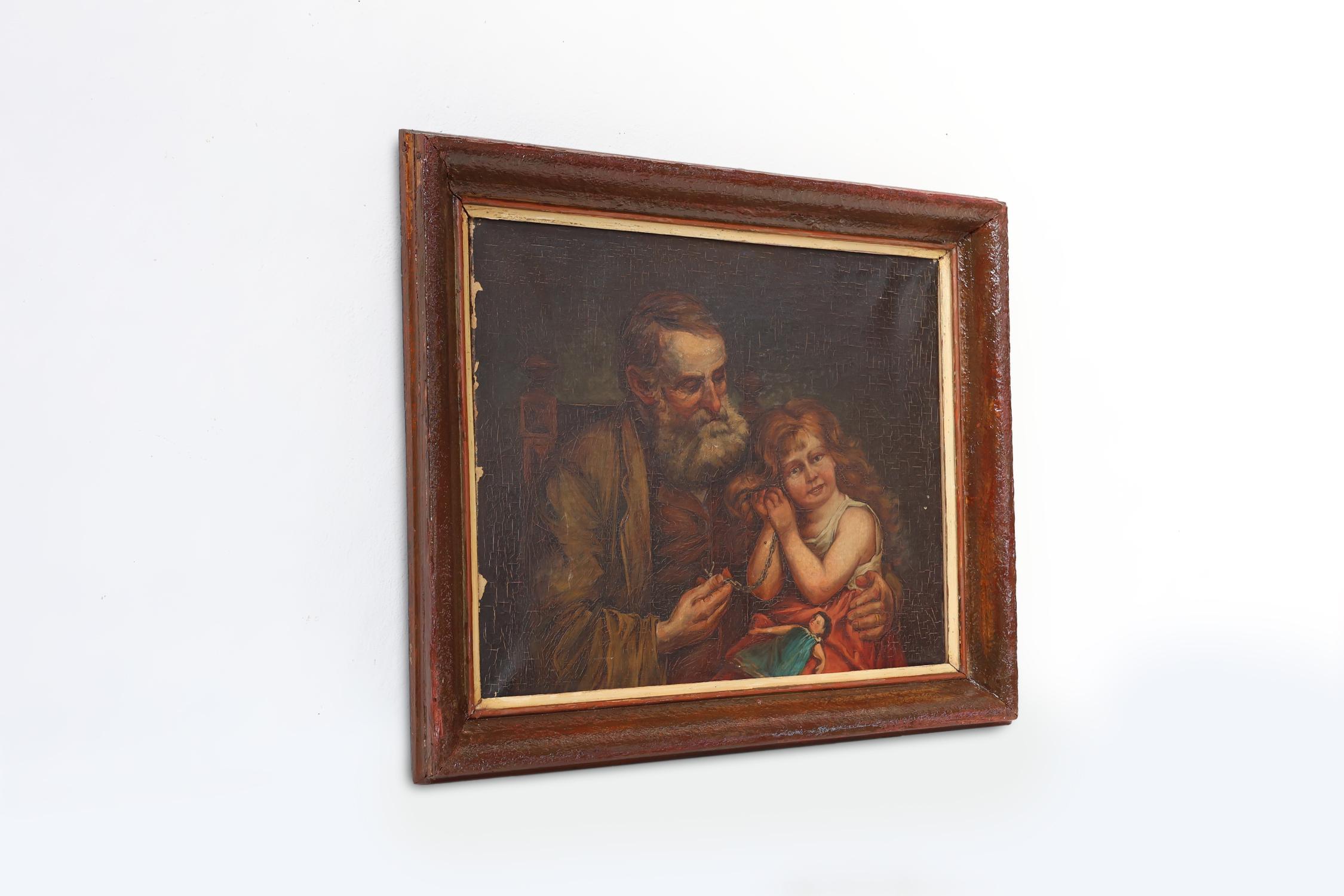 19th Century Baroque Flemish oil painting in antique wooden frame For Sale 1