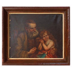 Quadro ad olio barocco fiammingo del XIX secolo in cornice di legno antico