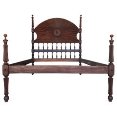 Letto completo barocco del XIX secolo, letto a baldacchino spagnolo originale