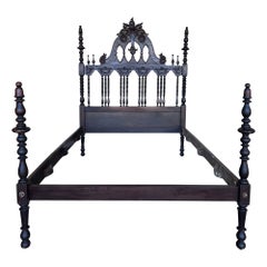 19th Century, Baroque Full Bed, Original Four Poster Spanish Bed