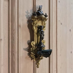 19th Century Baroque Gilt and Patinated Bronze Holy Water Font