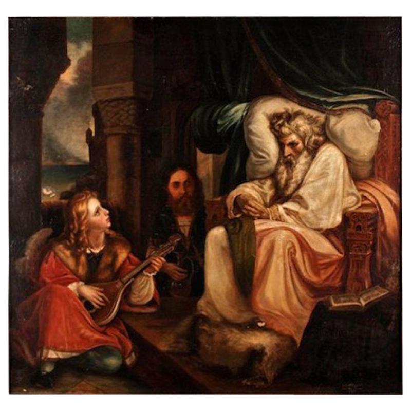 19th Century Baroque Oil on Canvas "the King and the Musical Page" by A. Sturm For Sale