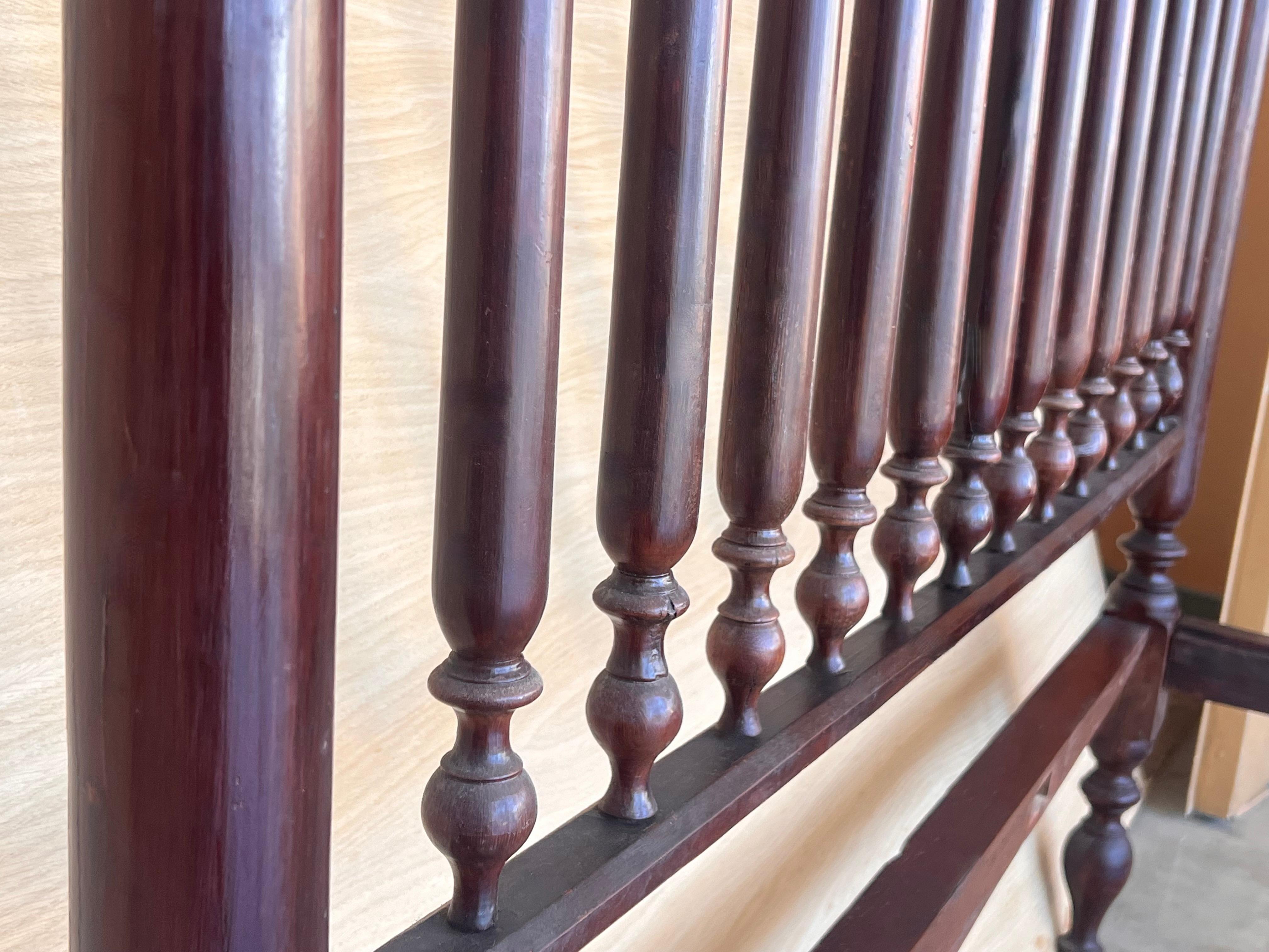 Walnut 19th Century Baroque Queen Bed, Original Four Poster Lisbon Bed For Sale