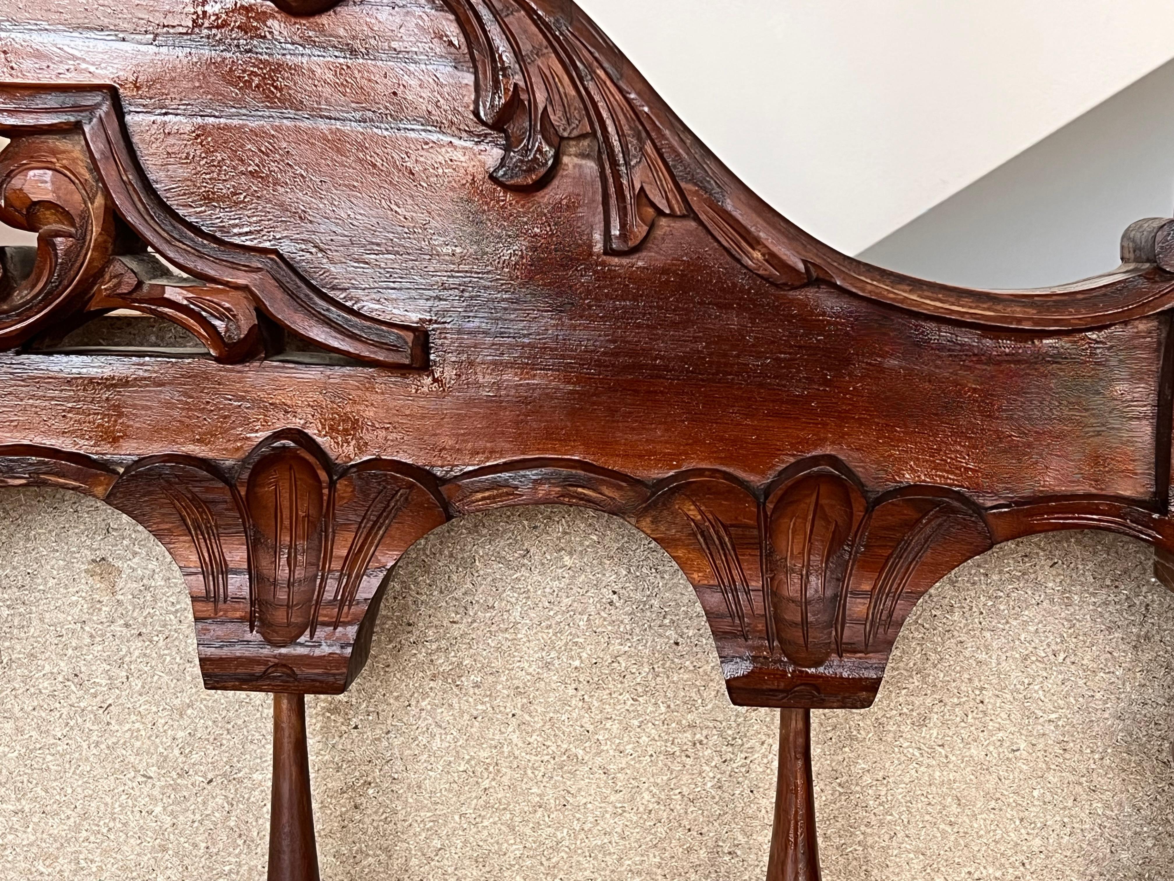 19th Century, Baroque Full Bed, Original Four Turned Poster Spanish Bed 1
