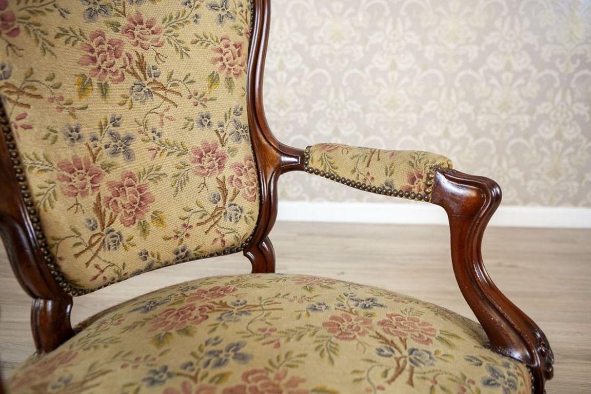 Sillón barroco del siglo XIX con asiento tapizado de flores en venta 5
