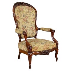 19th-Century Baroque Revival Armchair With Floral Upholstered Seat
