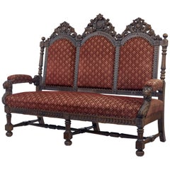 19th Century Baroque Revival Carved Oak Sofa