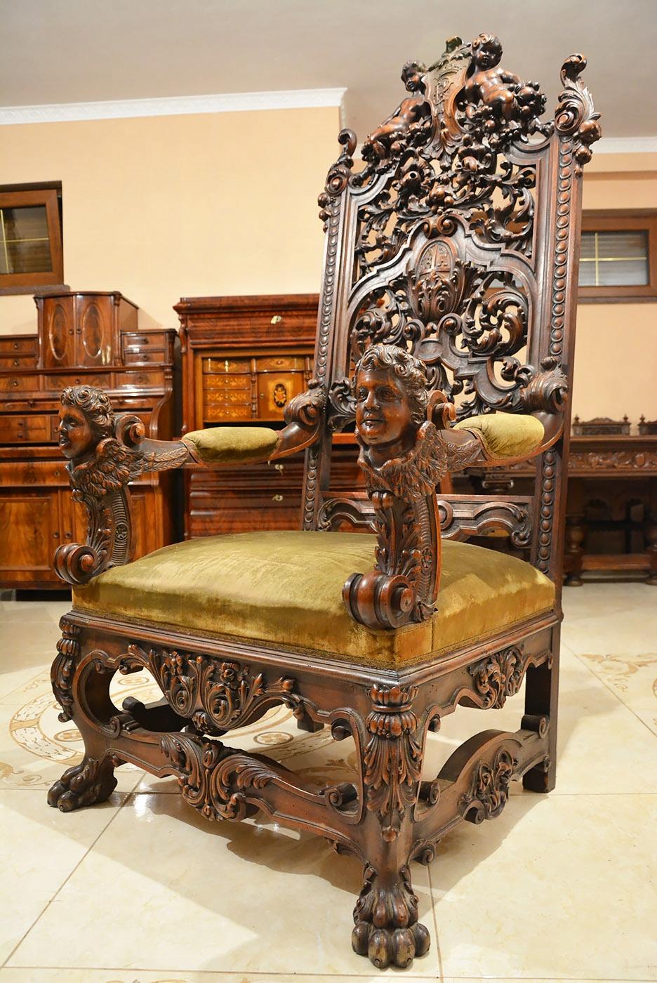 19th Century Baroque Revival Carved Walnut Armchair, Set of Two In Good Condition In Liverpool, GB