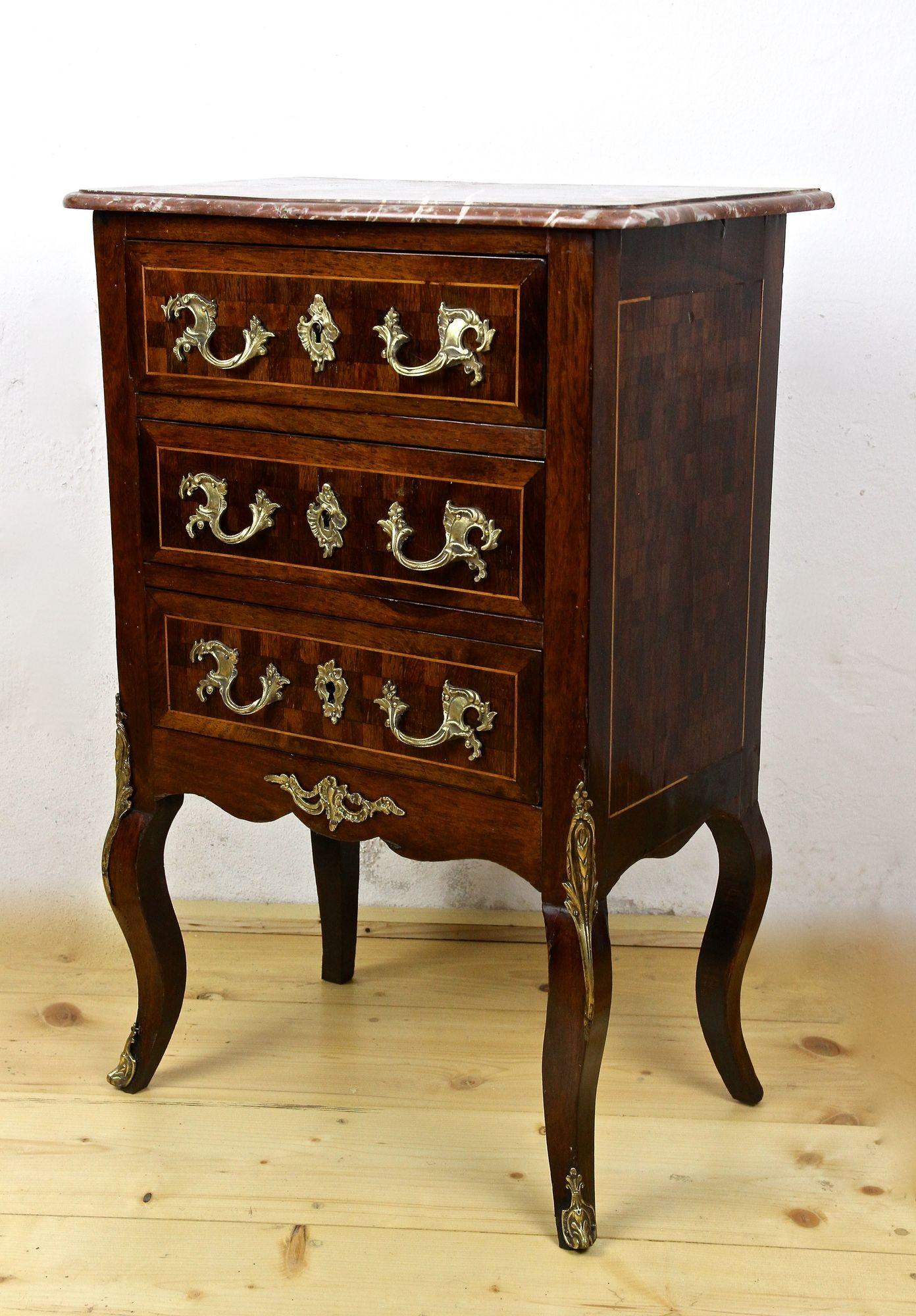 Brass 19th Century Baroque Revival Chest of Drawers, France, circa 1880 For Sale