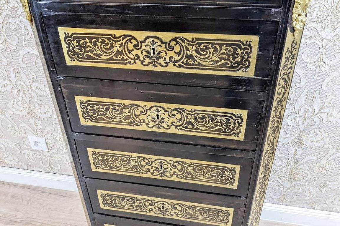 19th-Century Baroque Revival Inlaid Dresser in the Boulle Type In Good Condition For Sale In Opole, PL