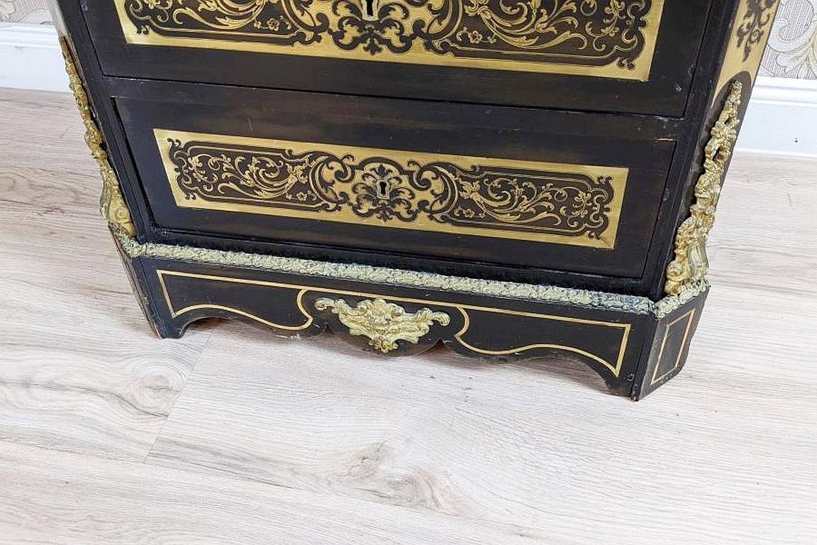 19th Century 19th-Century Baroque Revival Inlaid Dresser in the Boulle Type For Sale