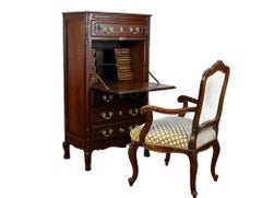 19th Century Baroque Revival Secretaire Cabinet, Oak Handcarved, AT ca. 1870