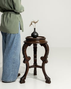 19th Century Baroque Side Table, Warm Brown Wood, French Antique
