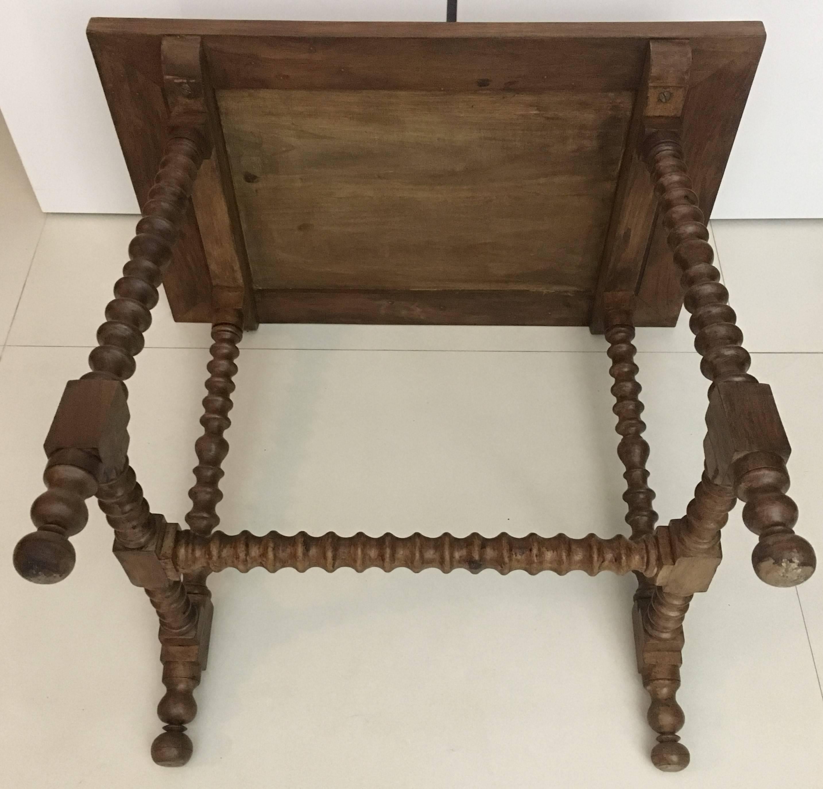 19th Century Baroque Spanish Side Table with Marquetry Top 11