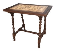 19th Century Baroque Spanish Side Table with Marquetry Top