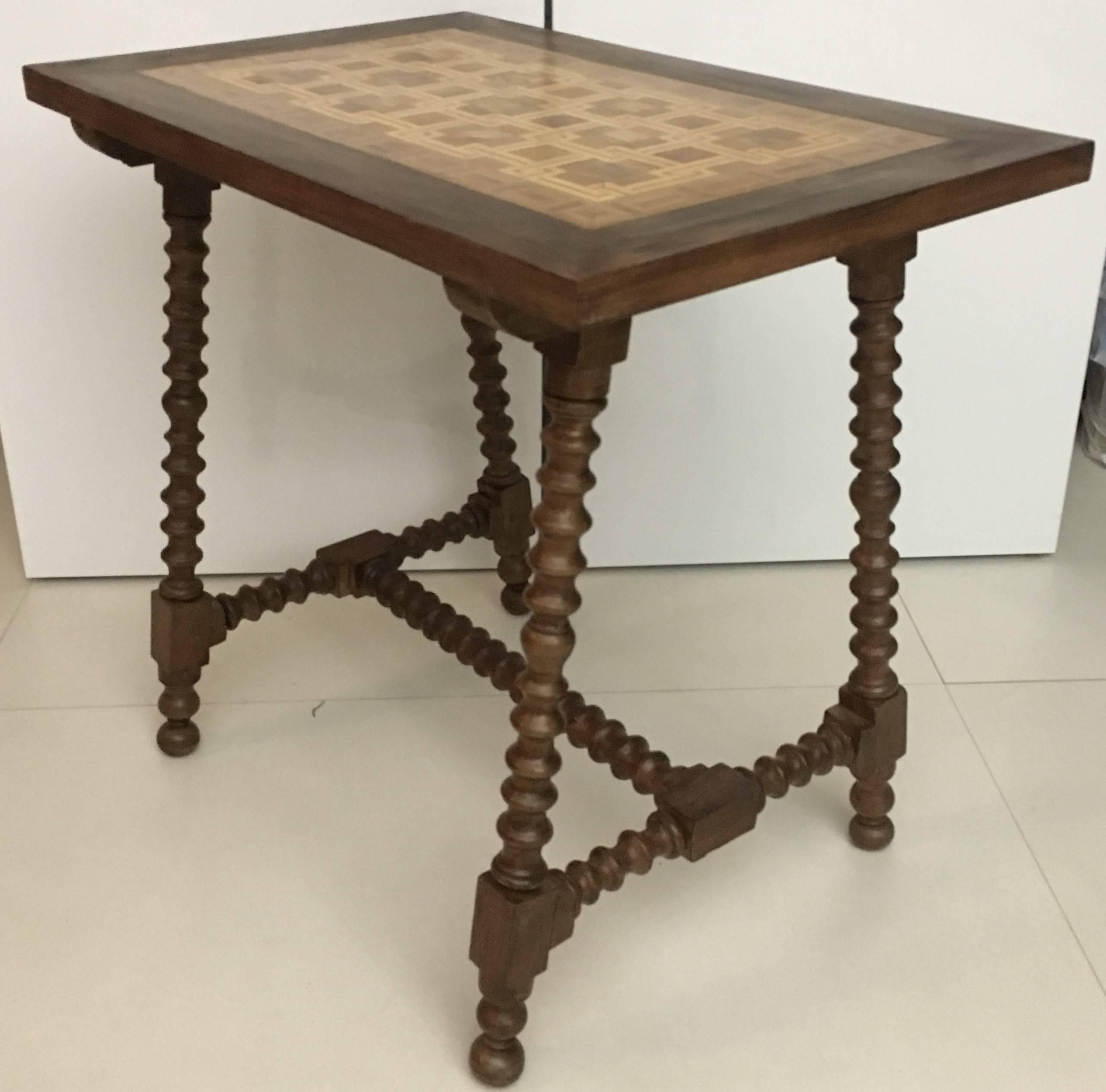 19th Century Baroque Spanish Side Table with Marquetry Top 5