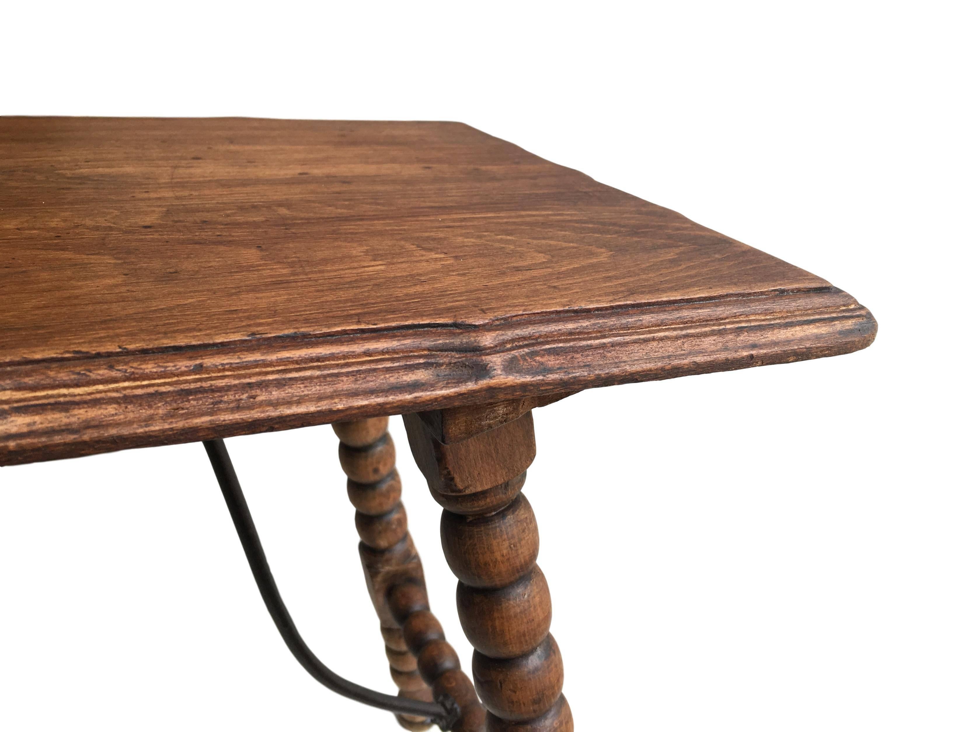 Wood 19th Century Baroque Spanish Side Table, End Table